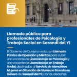 Llamado público para profesionales de Psicología y Trabajo Social en Sarandí del Yí